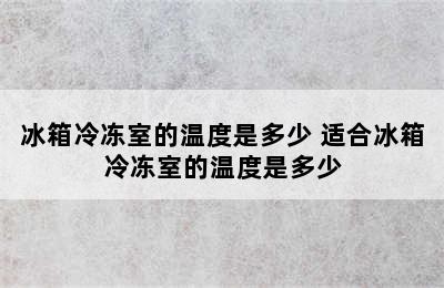 冰箱冷冻室的温度是多少 适合冰箱冷冻室的温度是多少